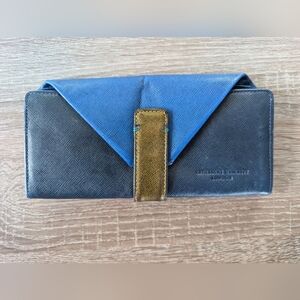 Katherine Hamnett London Blue Safiano Leather Long Wallet